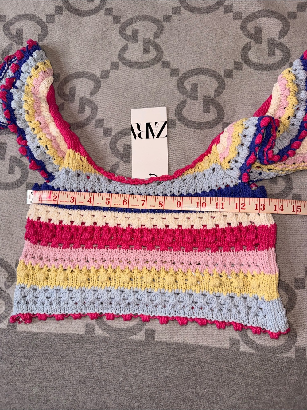NWT ZARA Multicolor Crochet Ruffle-Strap Top - Picture 5 of 7